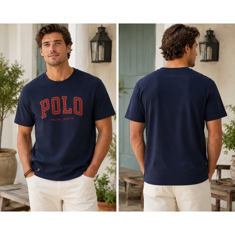 NEW Polo Ralph Lauren Men's Classic Preppy Navy Blue Varsity Logo T-Shirt Medium